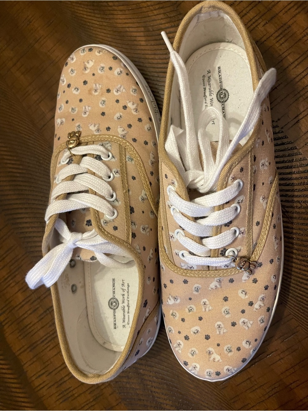 The Bradford Exchange Peach Floral Lace-Up Sneakers with Gold Charm